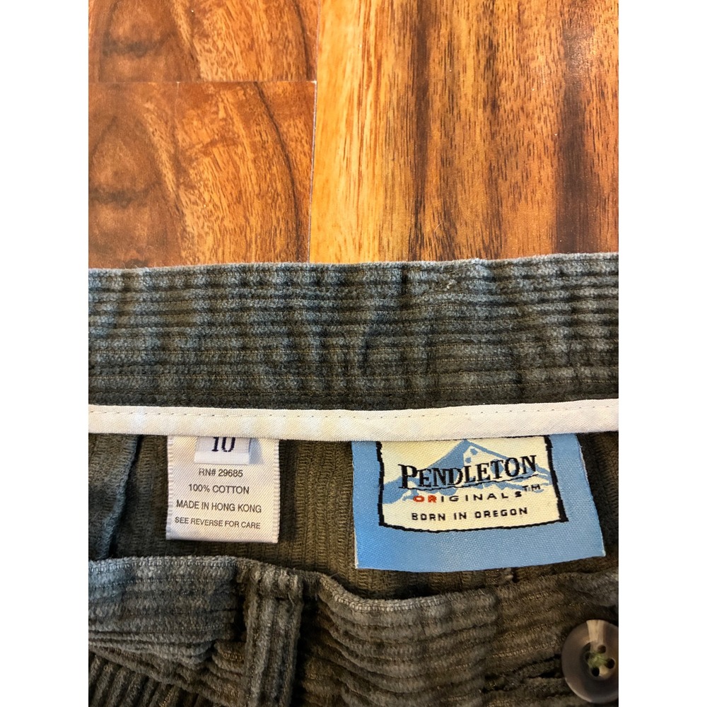 Pendleton Originals Green Corduroy Pleated High Rise Pants Vintage Size 10 - Picture 2 of 6